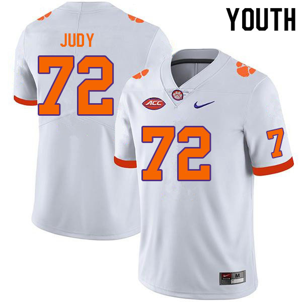 Youth #72 Sam Judy Clemson Tigers College Football Jerseys Sale-White